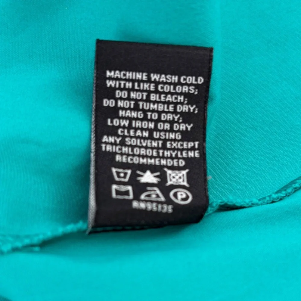 Lafayette 148 New York Teal Green Pleated Waist Hidden Button Down Shirt Size 12 - Picture 7 of 11